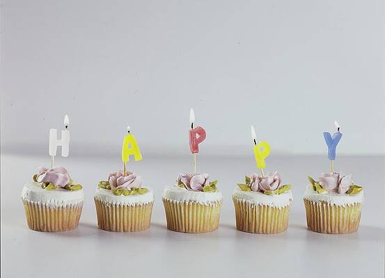 Cupcakes with Happy Candles Wall Art