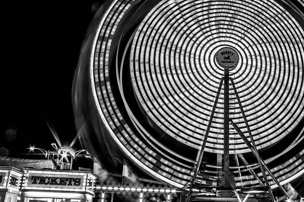 Colorado Photograph - Black And White Ferris Wheel by Jeff Stoddart