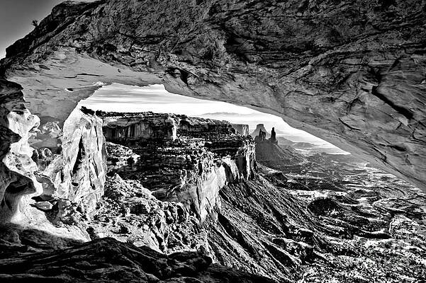Wall Art featuring the photograph Black And White Mesa Arch by Adam Jewell