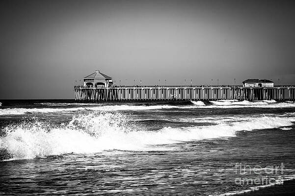 California Wall Art featuring the photograph Black And White Picture Of Huntington Beach Pier by Paul Velgos