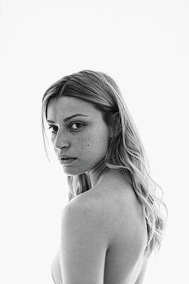 Wall Art featuring the photograph Black And White Portrait Of A Young by Aleksandarnakic