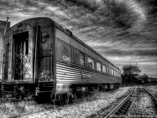 Sky Wall Art featuring the photograph Black And White Train Car by Jonny D