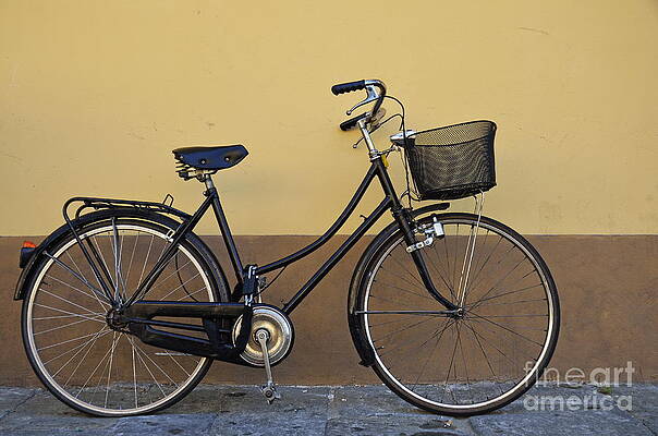 Color Image Wall Art featuring the photograph Black Woman Bicycle On Wall by Sami Sarkis Photography