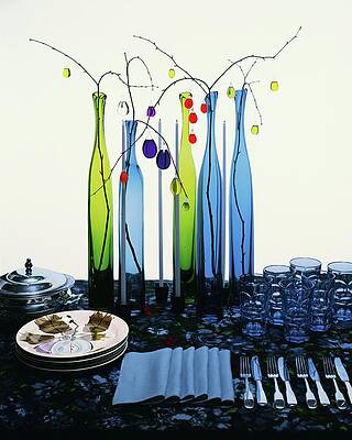 Candle Wall Art featuring the photograph Blenko Glass Bottles by Rudy Muller