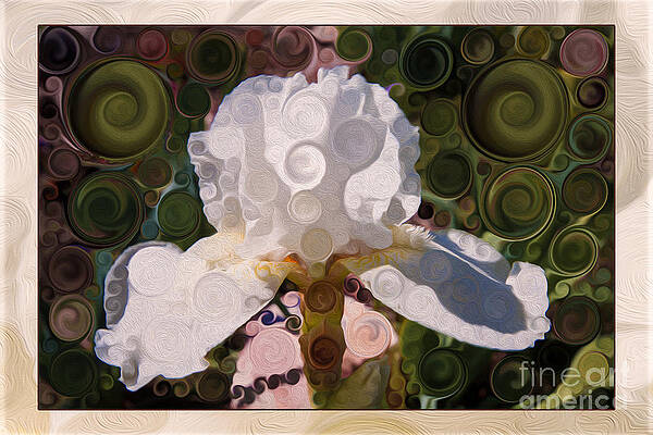 Wall Art featuring the painting Blooming White Iris Abstract Flower Painting by Omaste Witkowski