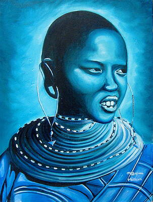 Kenya Wall Art featuring the painting Blue Day by Maryann Muthoni
