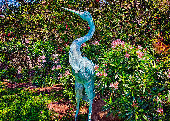 Wall Art featuring the painting Blue Heron Sculpture by Omaste Witkowski