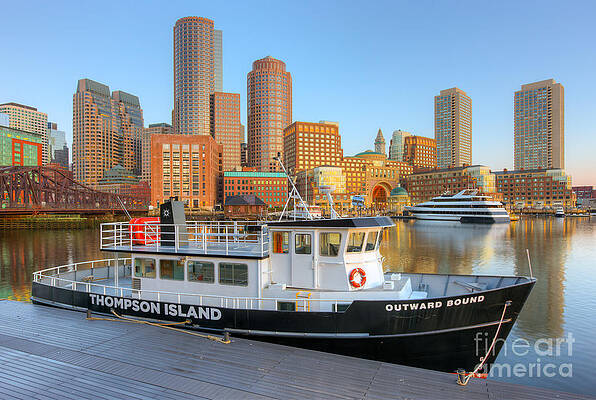 Boston Harbor Skyline at Sunset Wall Art