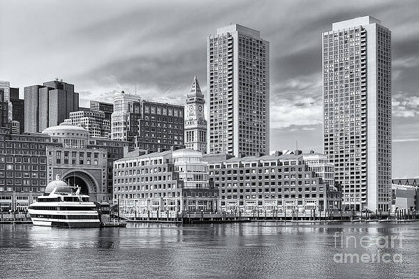 Massachusetts Wall Art featuring the photograph Boston Waterfront Skyline And Rowes Wharf II by Clarence Holmes