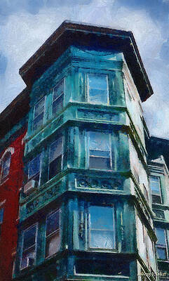Cloud Wall Art featuring the painting Boston's North End by Jeffrey Kolker