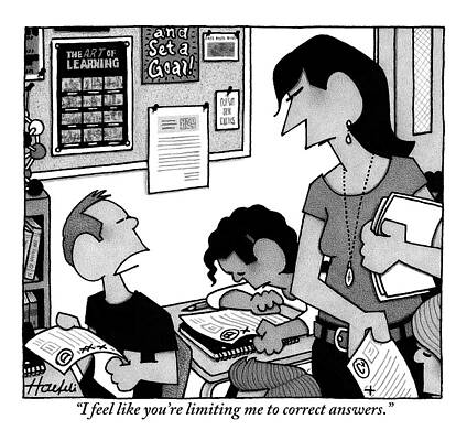 Limit Drawing - Boy Says To Teacher Who Has Given The Boy A D by William Haefeli