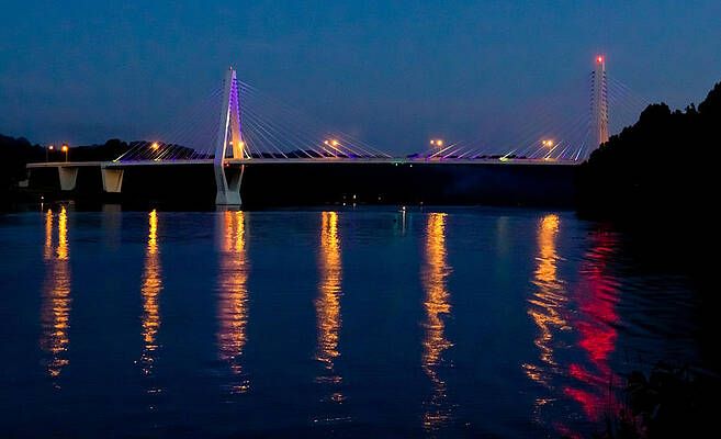 Wall Art featuring the photograph Bridge At Night by Jonny D