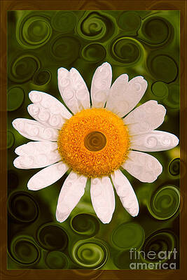 Summer Painting - Bright Yellow And White Daisy Flower Abstract by Omaste Witkowski