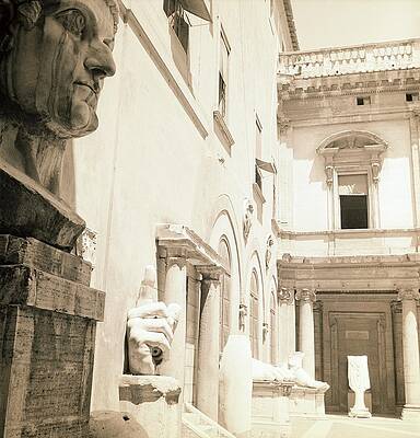 Ancient Sculptures in Roman Courtyard Wall Art