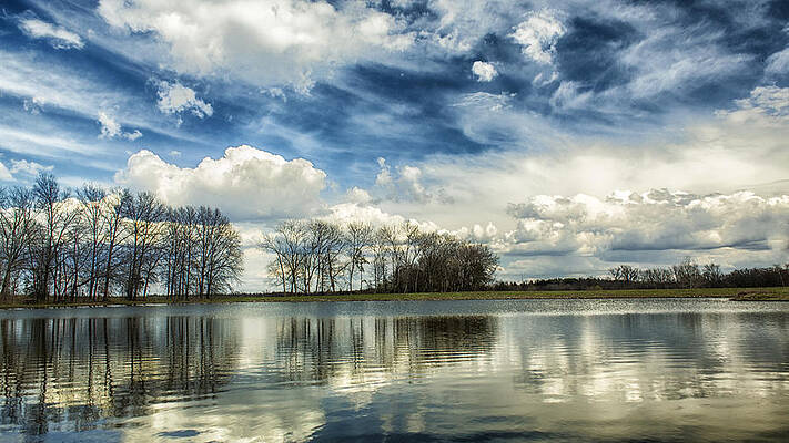 Serene Lakeside with Dramatic Clouds Wall Art