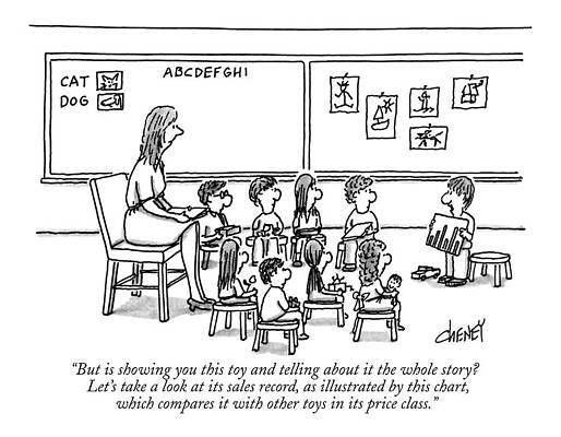 Chart Wall Art featuring the drawing But Is Showing You This Toy And Telling by Tom Cheney