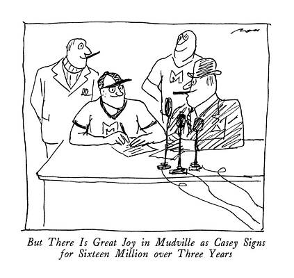 Joy Drawing - But There Is Great Joy In Mudville As Casey Signs by Al Ross