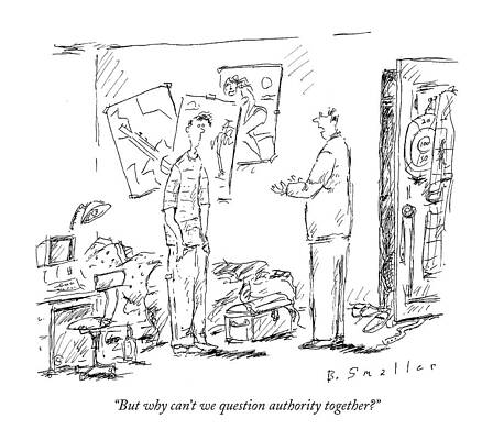 Teen Wall Art featuring the drawing But Why Can't We Question Authority Together? by Barbara Smaller