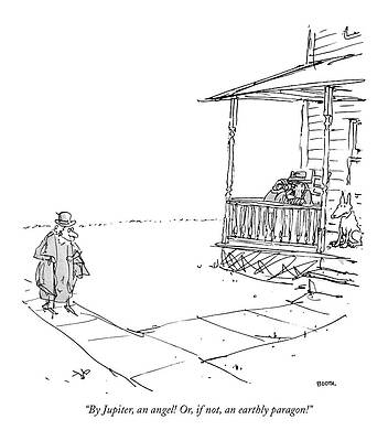 Gentleman Admires Angel from Afar Drawing