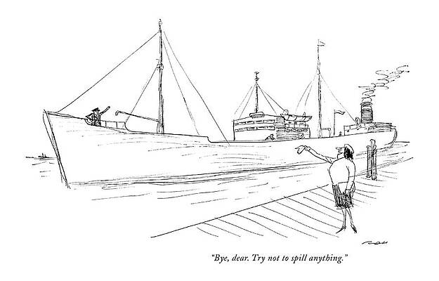 Humorous Farewell at the Dock Drawing
