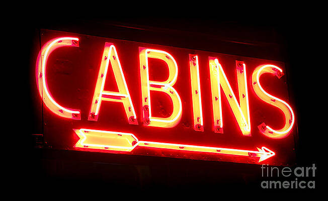 Vintage Neon Cabins Sign Wall Art