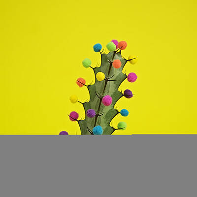 Wall Art featuring the photograph Cactus Decorated With Puffballs by Juj Winn