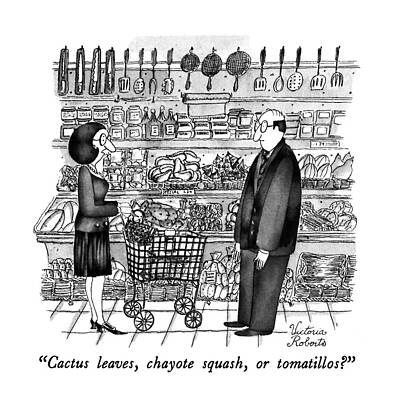 Vegetable Drawing - Cactus Leaves by Victoria Roberts