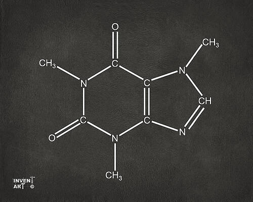 Caffeine Molecular Structure Diagram Digital Art