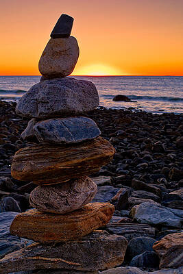 Photograph - Cairn At Sunrise Rye Harbor NH by Jeff Sinon