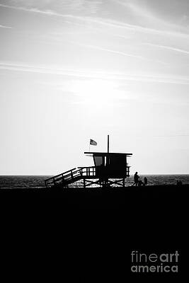 California Wall Art featuring the photograph California Lifeguard Stand In Black And White by Paul Velgos