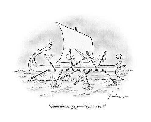 Viking Ship Comedy Cartoon Wall Art