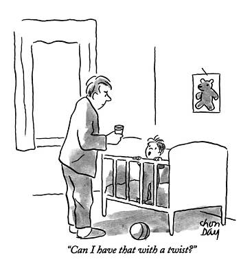 Father Offers Drink to Child in Crib Wall Art