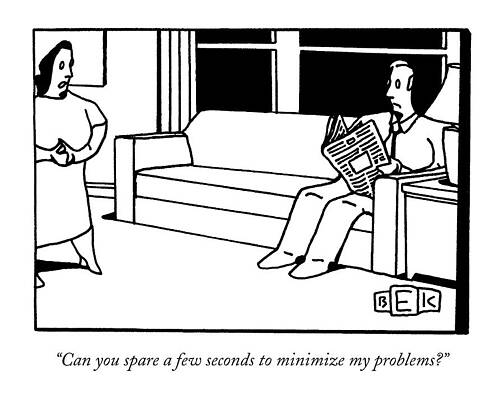 Anxious Drawing - Can You Spare A Few Seconds To Minimize by Bruce Eric Kaplan