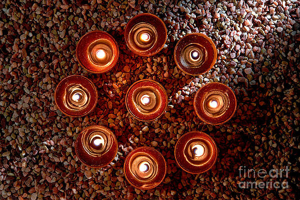 Candles Arranged on Pebbles Wall Art