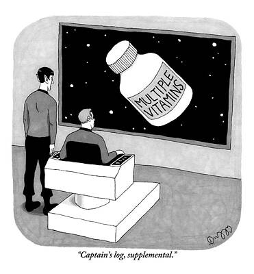 Star Wall Art featuring the drawing Captain Kirk And Commander Spock Observe A Large by J.C.  Duffy