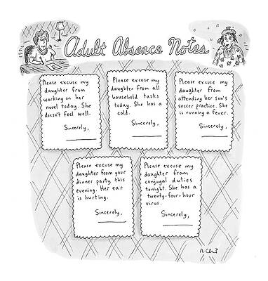 Childhood Drawing - Captionless: Adult Absence Notes by Roz Chast