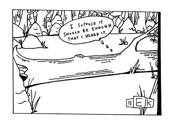 Contemplative Forest Scene with Fallen Tree Drawing