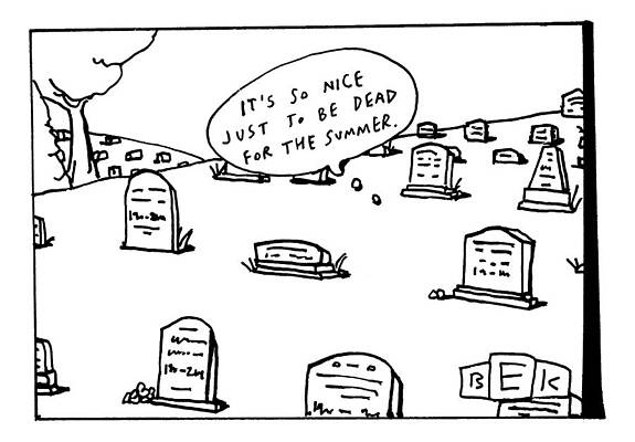 Summer Drawing - Captionless. In The Middle Of A Cemetery by Bruce Eric Kaplan
