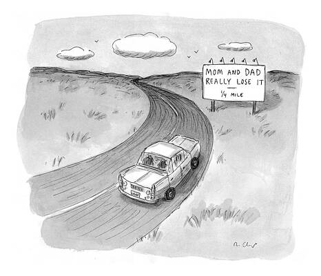 4 Wall Art featuring the drawing Captionless
'mom And Dad Really Lose It  -  1/4 by Roz Chast