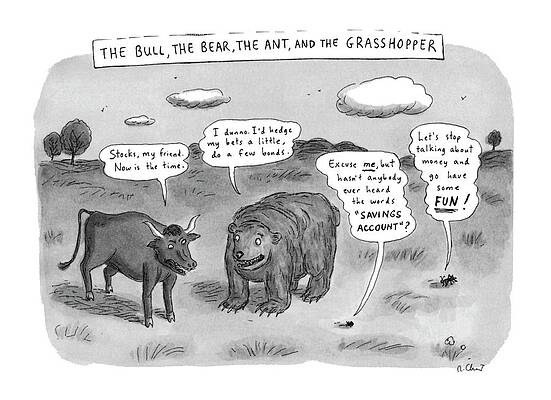 Saying Wall Art featuring the drawing Captionless
The Bull by Roz Chast