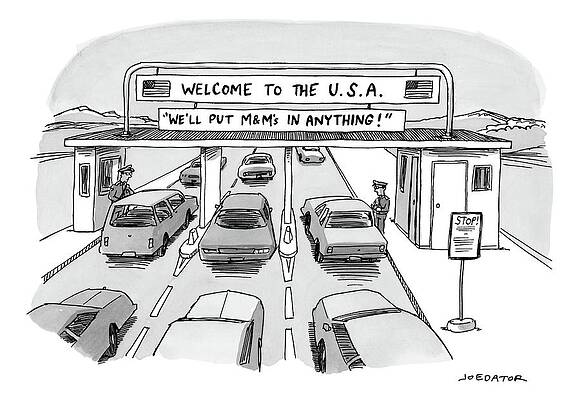Humorous Border Checkpoint Drawing