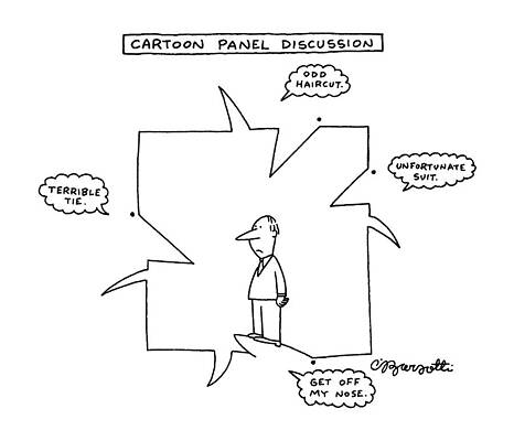 Outline Drawing - Cartoon Panel Discussion by Charles Barsotti