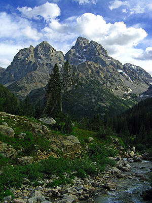 Wyoming Wall Art featuring the photograph Cascade Creek The Grand Mount Owen by Raymond Salani III