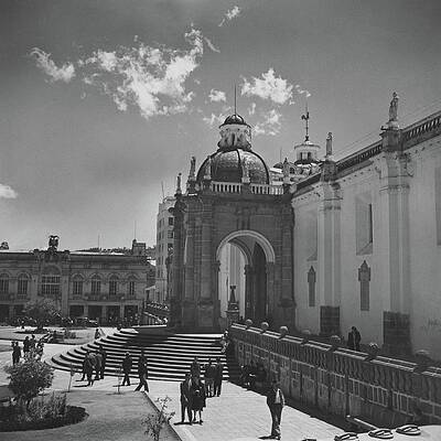 Landscape Architecture Wall Art featuring the photograph Cathedral In Plaza Mayor by Horst P. Horst