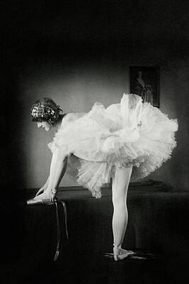 Dance Wall Art featuring the photograph Catherine Crandell Tying Her Ballet Shoes by Francis Bruguiere