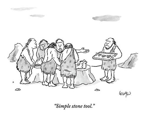 Simple Drawing - Cavemen Perform Surgery On Another Caveman by Robert Leighton