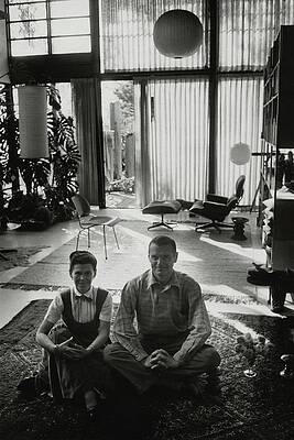Architectural Interior with Seated Couple Photograph