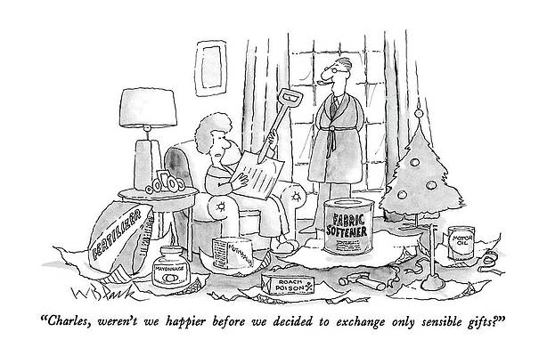 Near Wall Art featuring the drawing Charles, Weren't We Happier Before We Decided by W.B. Park