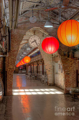 Lanterns in Industrial Hallway Wall Art