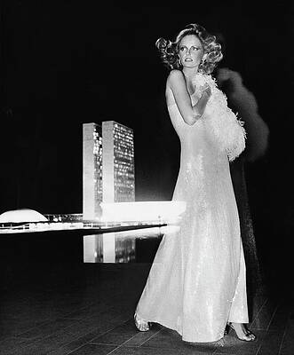 Illuminate Photograph - Cheryl Tiegs Wearing A Halston Evening Gown by Kourken Pakchanian